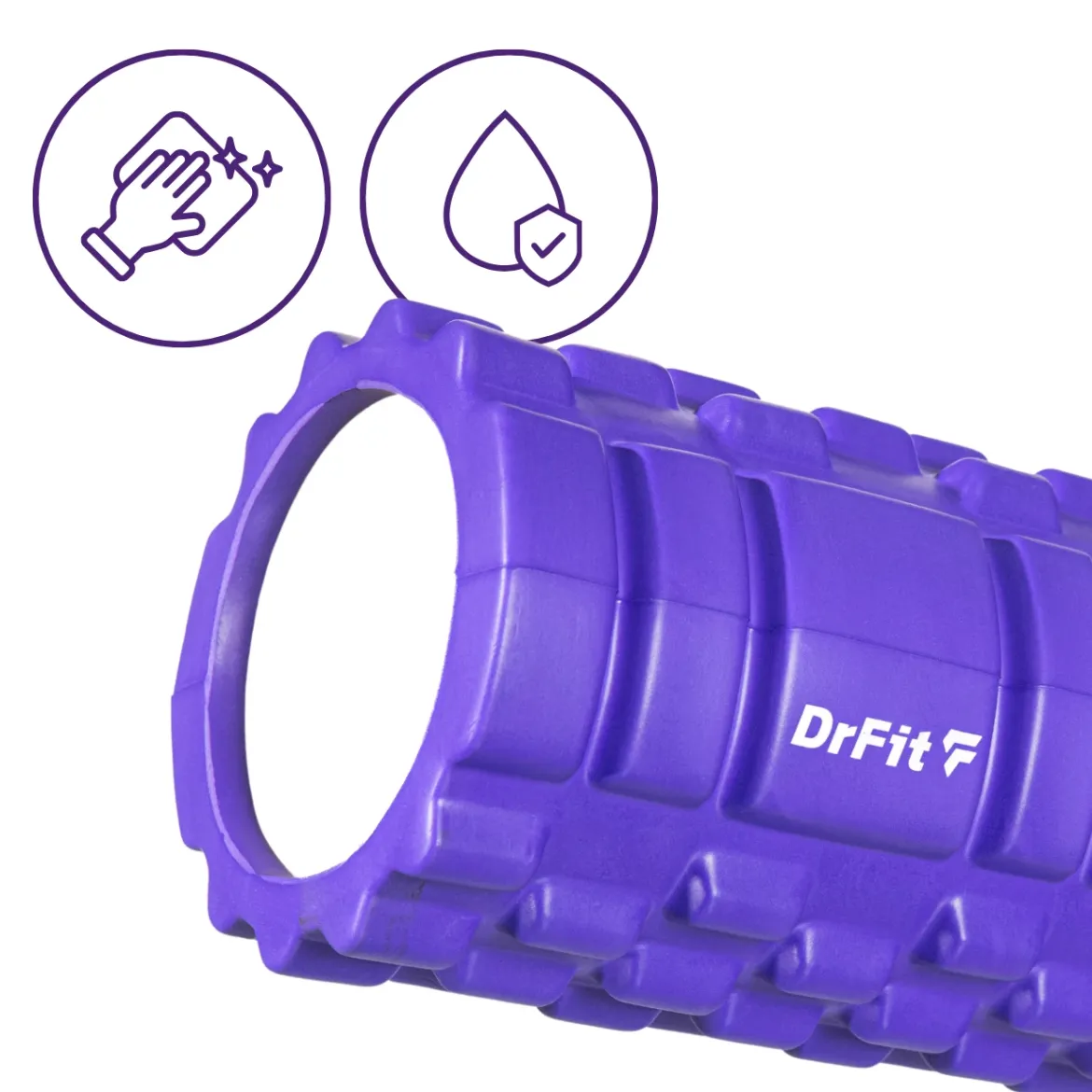 DrFit Roller do masażu i rehabilitacji z wypustkami fioletowy ø 15x33 cm