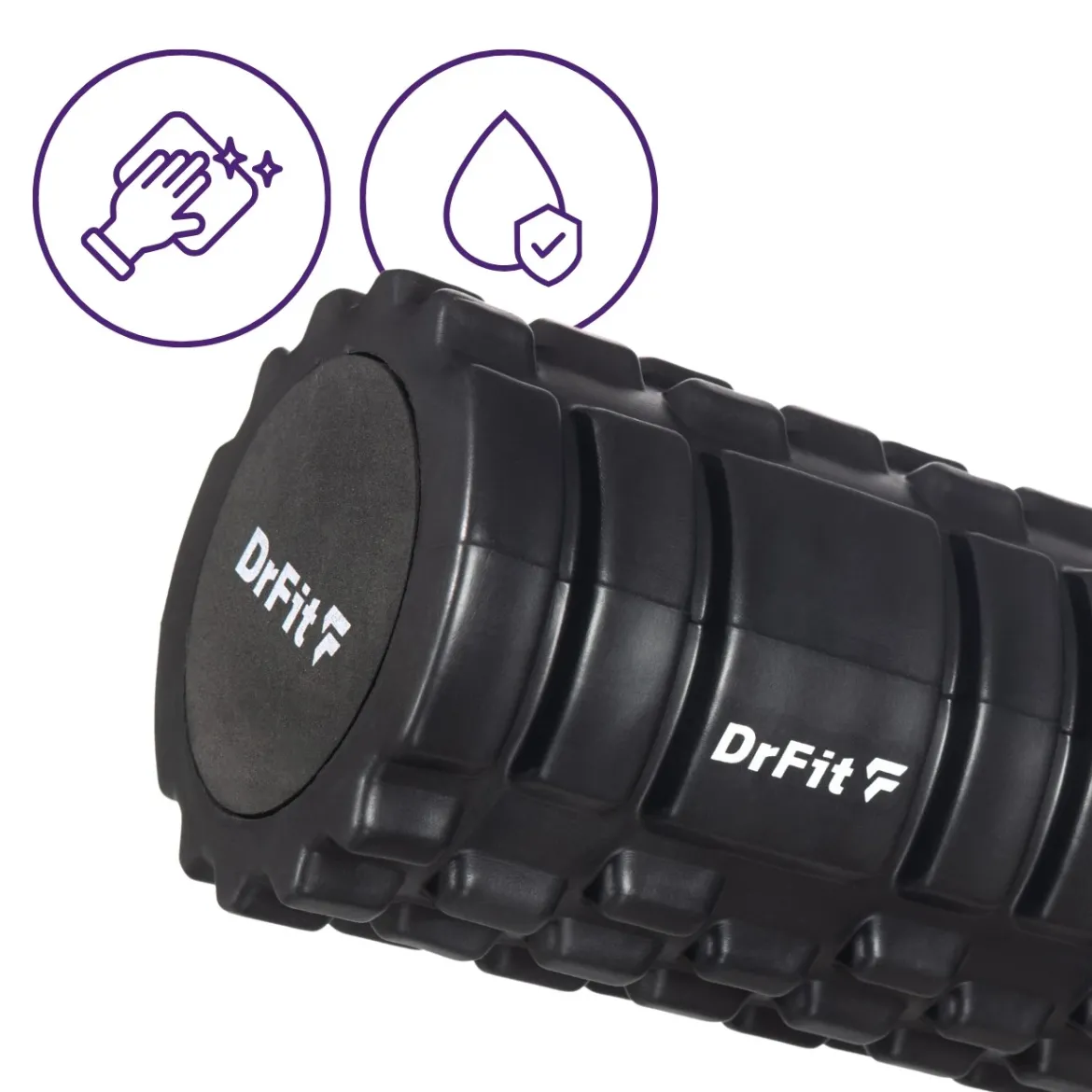 DrFit Roller do rehabilitacji z wypustkami z piankową wkładką czarny ø14x33 cm