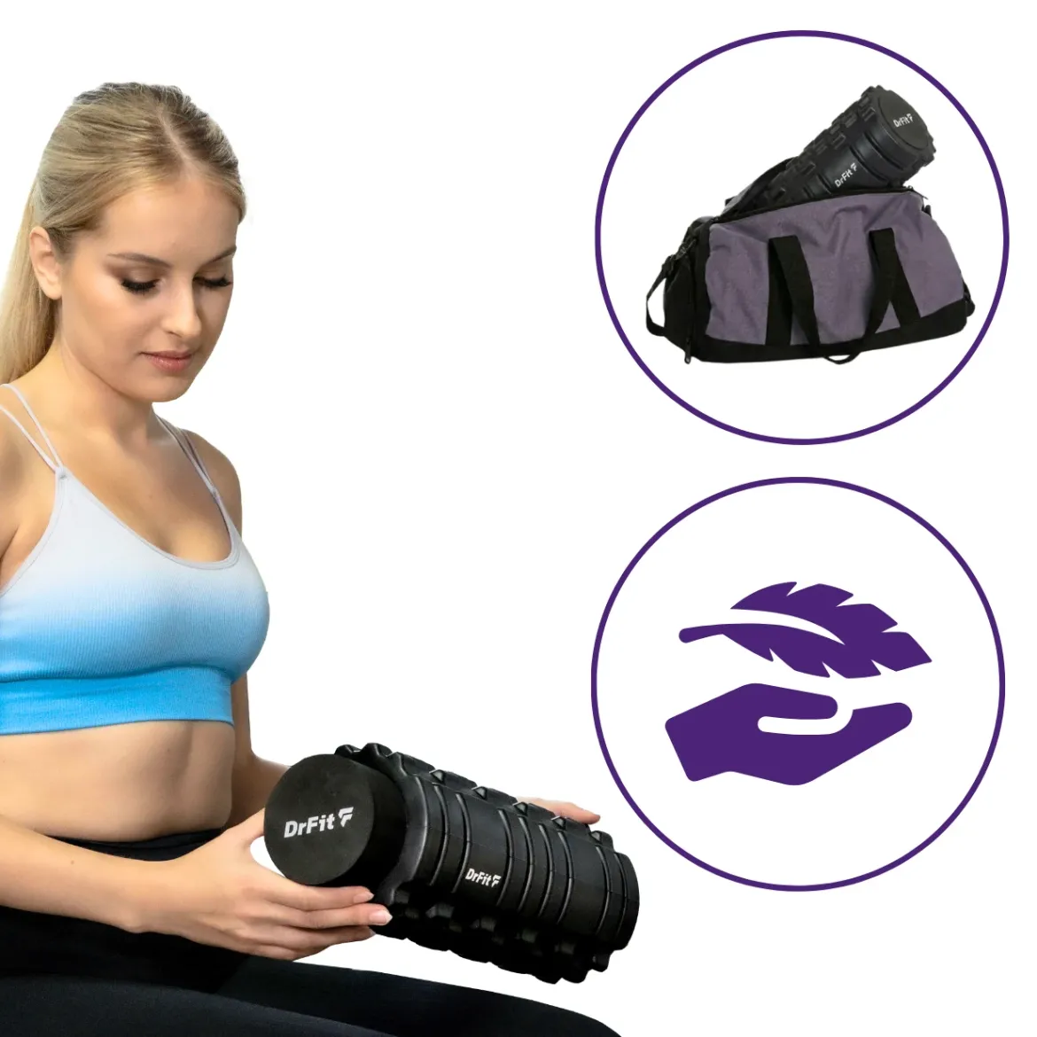 DrFit Roller do rehabilitacji z wypustkami z piankową wkładką czarny ø14x33 cm