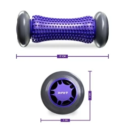 DrFit Roller rehabilitacyjny do stóp z wypustkami sensorycznymi fioletowy 17cm (szare koła)