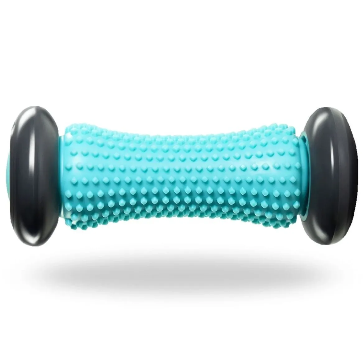 DrFit Roller rehabilitacyjny do stóp z wypustkami sensorycznymi turkusowy 17cm (szare koła)