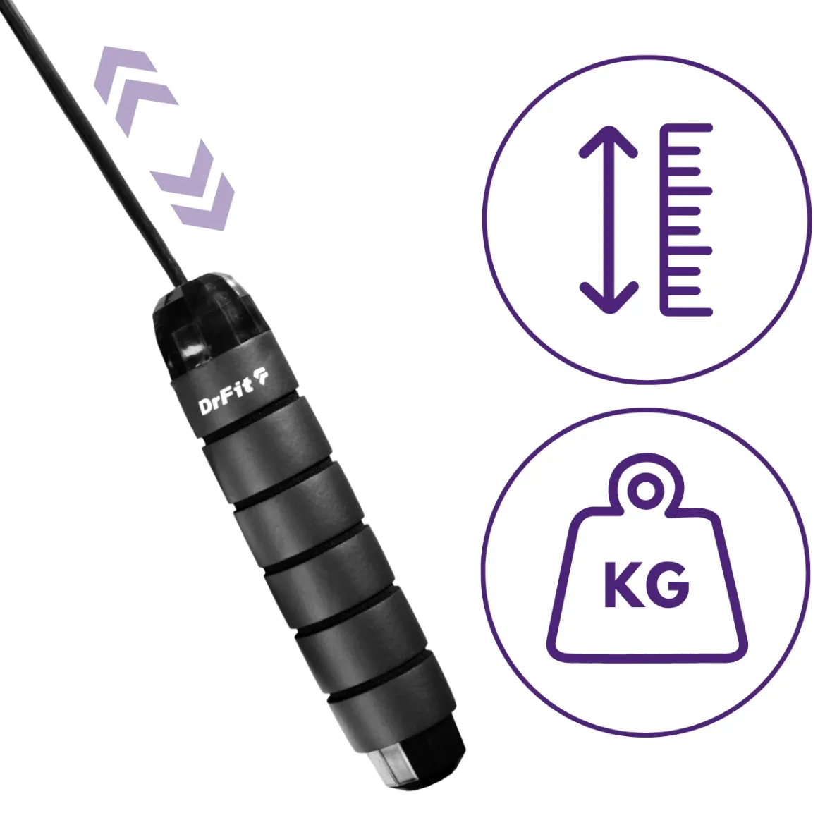 DrFit Skakanka z obciążeniem czarna 2,8 m