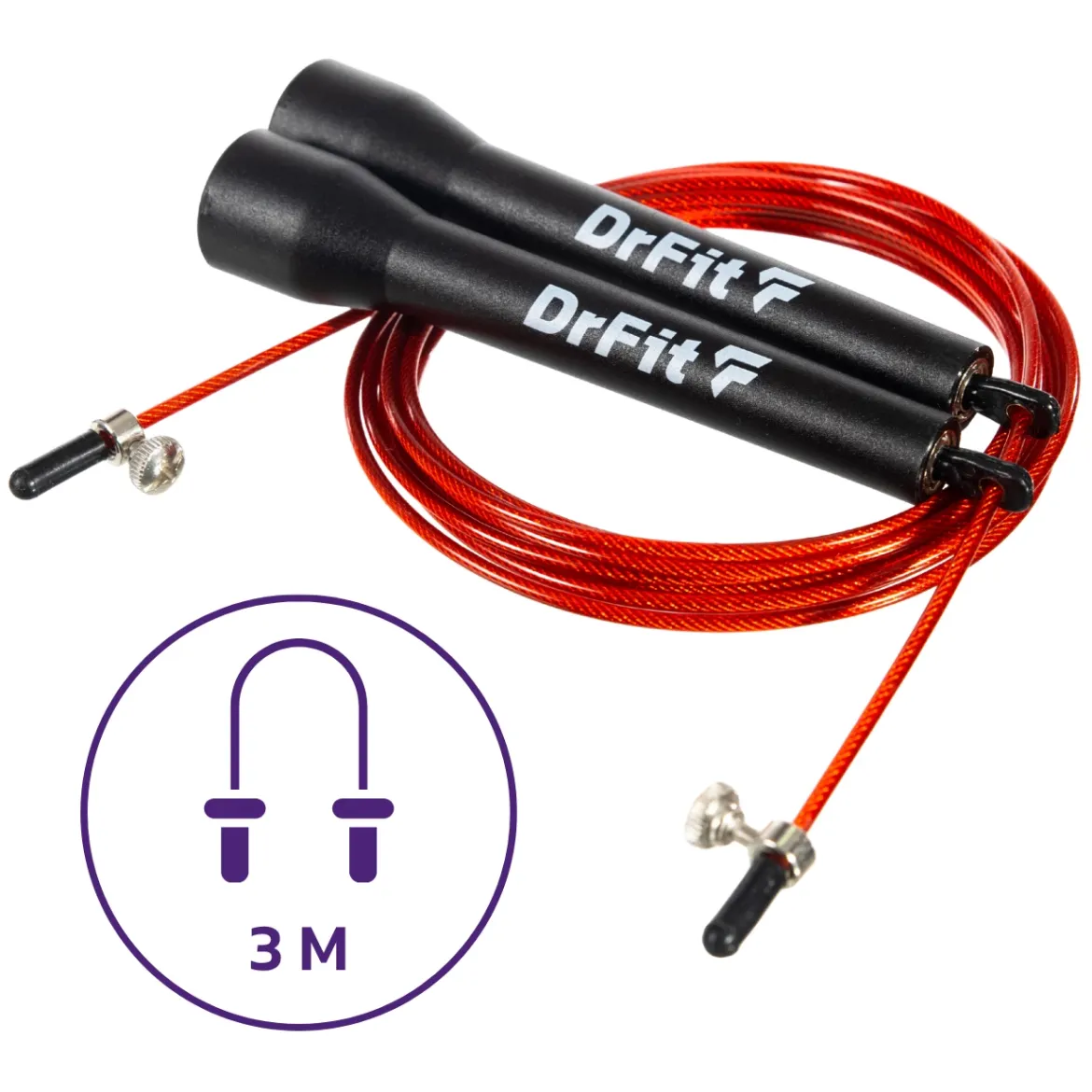 DrFit Skakanka z łożyskami Speed Rope czarna + czerwona linka 3 m