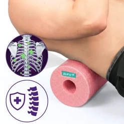 DrFit Travel roller do masażu i rehabilitacji gładki różowy ø 15 x 30 cm