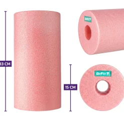DrFit Travel roller do masażu i rehabilitacji gładki różowy ø 15 x 30 cm