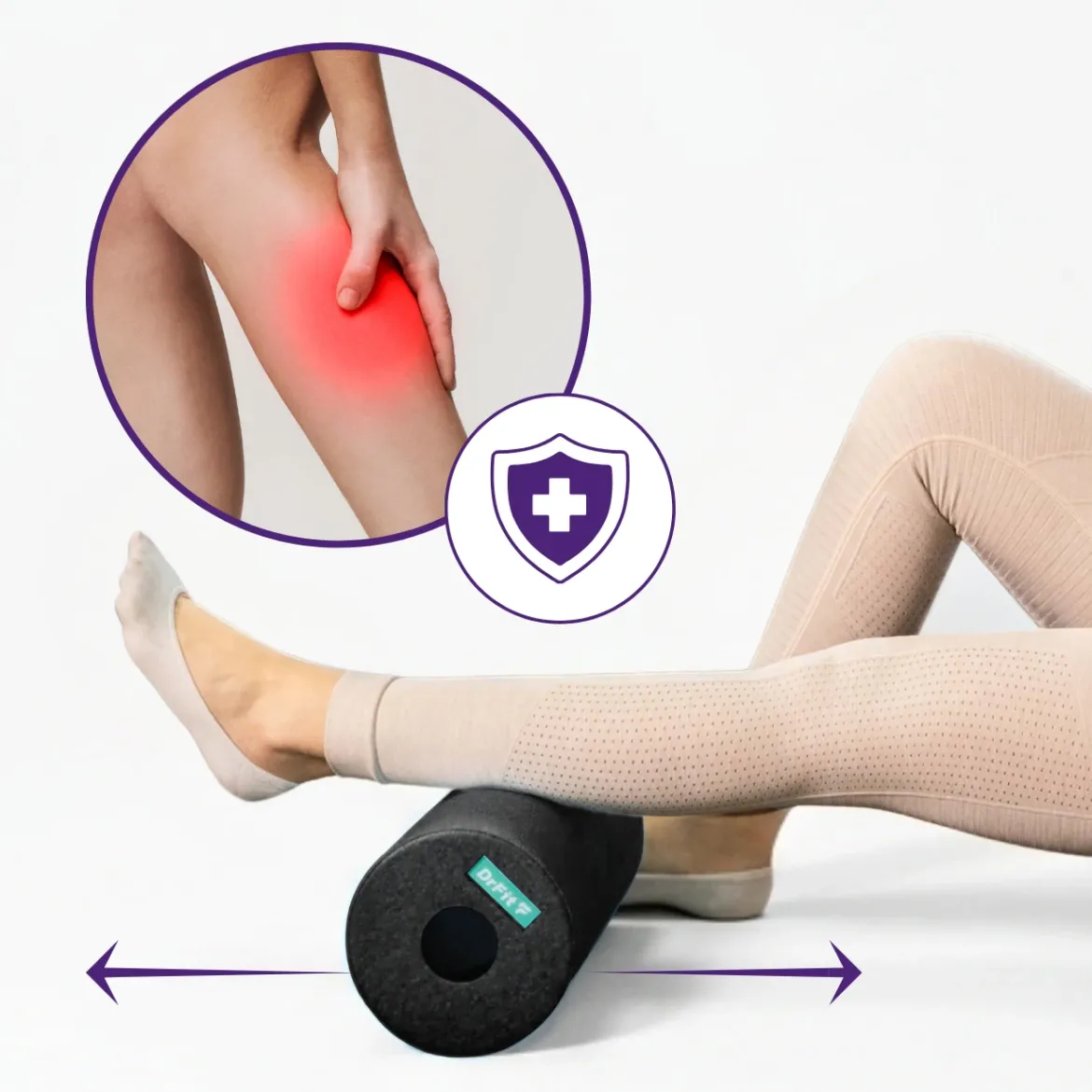 DrFit Travel roller do masażu i rehabilitacji gładki czarny ø 15 x 30 cm