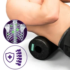 DrFit Travel roller do masażu i rehabilitacji gładki czarny ø 15 x 30 cm