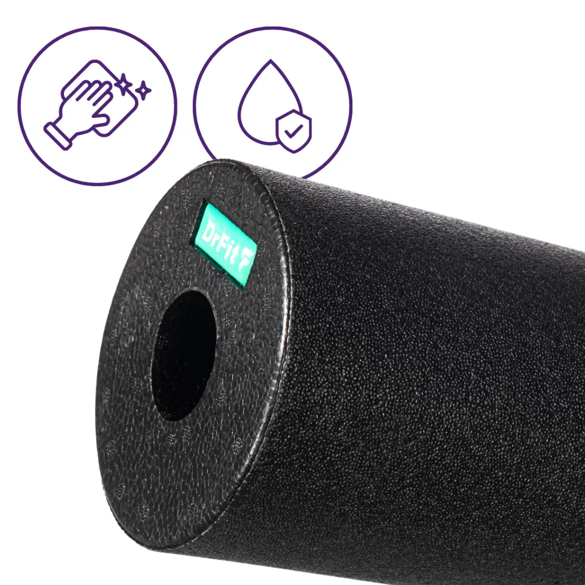 DrFit Travel roller do masażu i rehabilitacji gładki czarny ø 15 x 30 cm