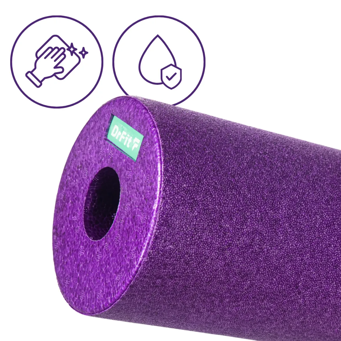 DrFit Travel roller do masażu i rehabilitacji gładki fioletowy ø 15 x 30 cm
