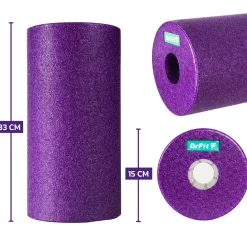 DrFit Travel roller do masażu i rehabilitacji gładki fioletowy ø 15 x 30 cm