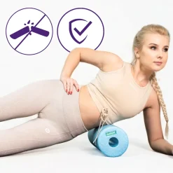 DrFit Travel roller do masażu i rehabilitacji gładki błękitny ø 15 x 30 cm