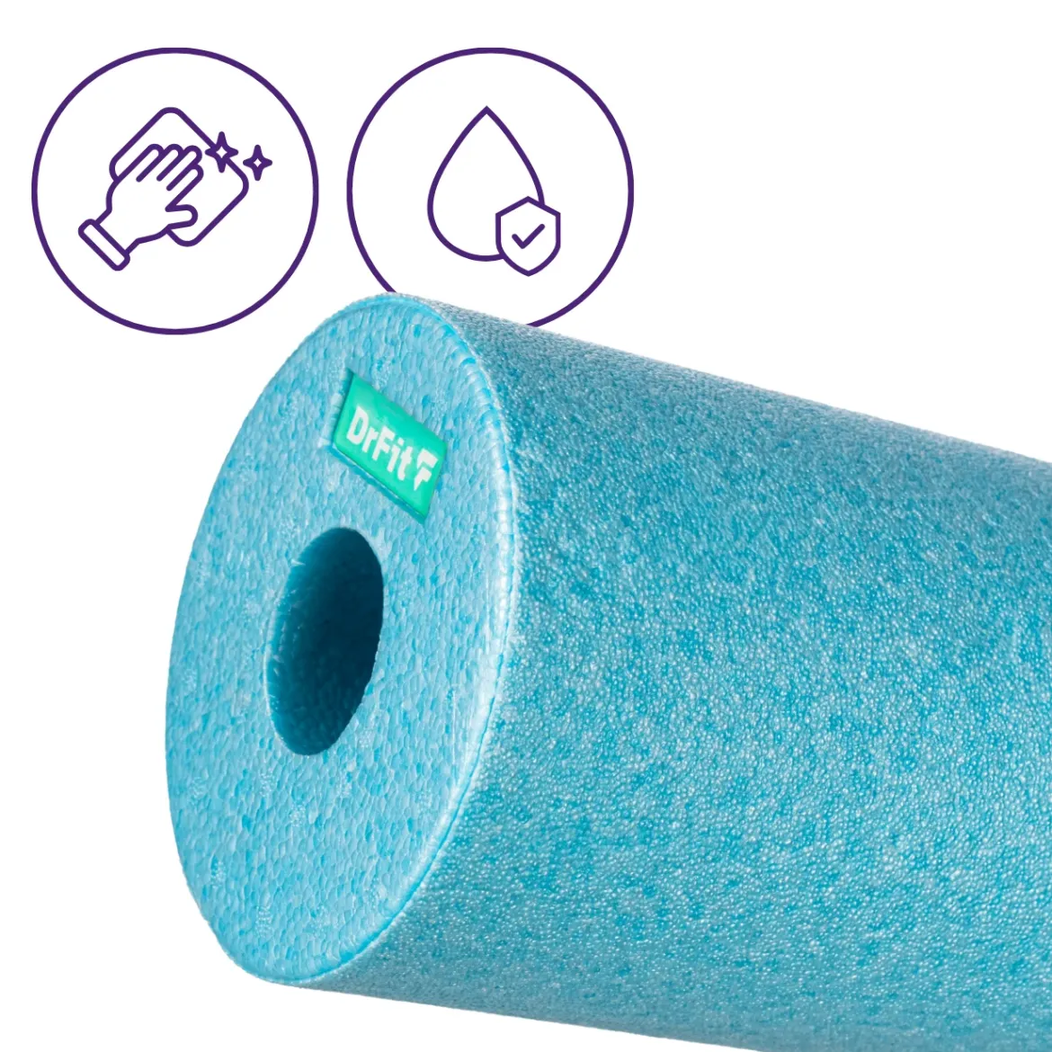 DrFit Travel roller do masażu i rehabilitacji gładki błękitny ø 15 x 30 cm