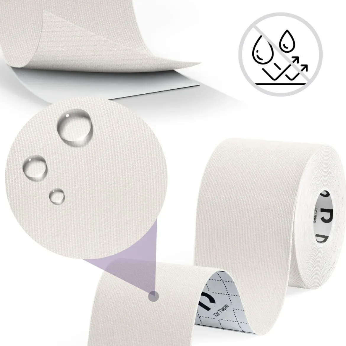DrTape mocna wodoodporna taśma do tejpingu 5cm x 5m biała
