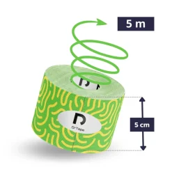 DrTape mocna wodoodporna taśma do tejpingu 5 cm x 5 m zielono - żółty