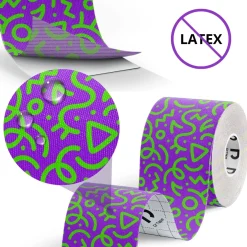 DrTape mocna wodoodporna taśma do tejpingu 5 cm x 5 m doodles fioletowo - zielony