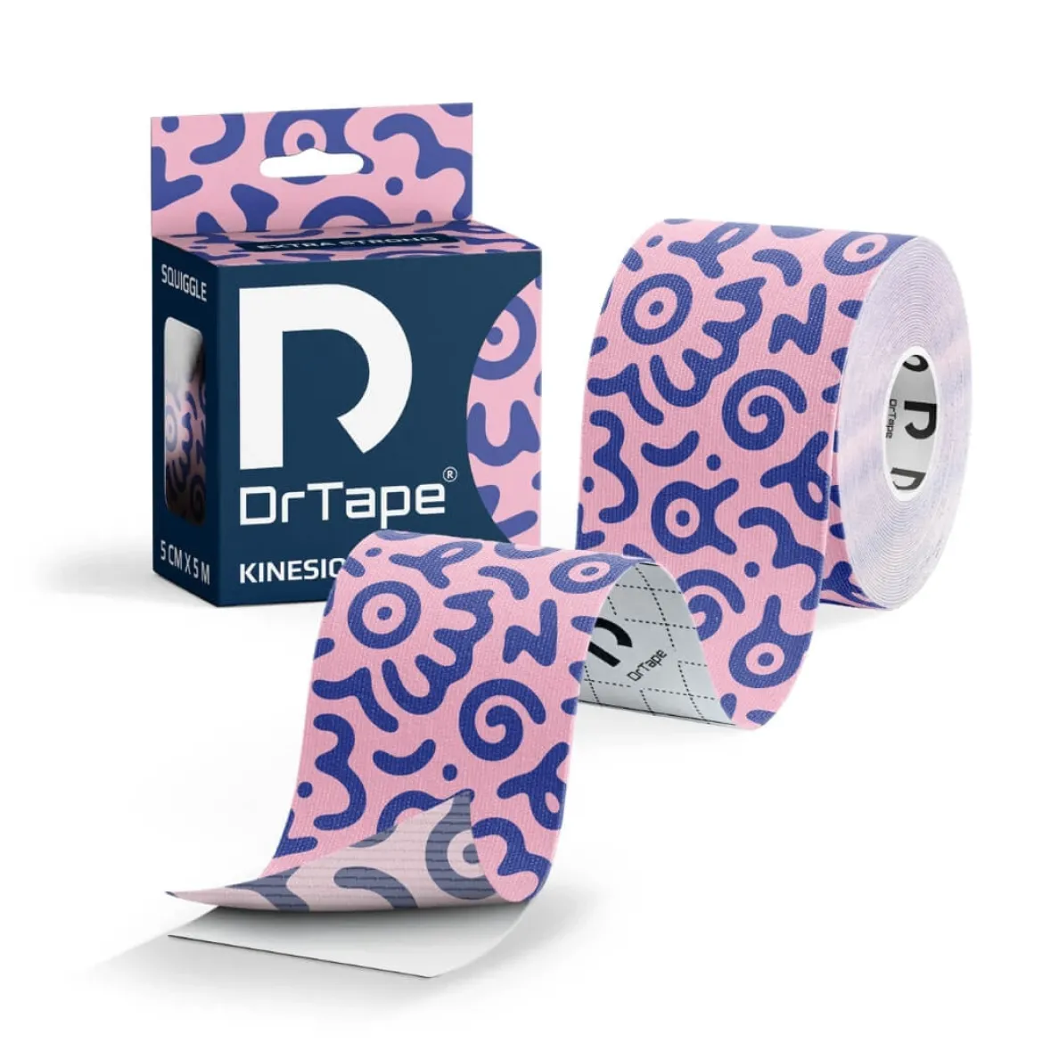DrTape mocna wodoodporna taśma do tejpingu 5cm x 5m doodles różowo - niebieski