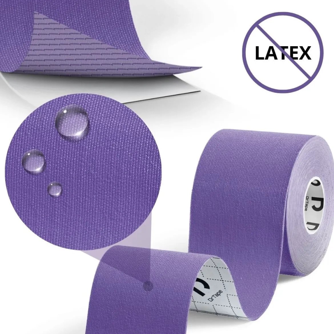 DrTape mocna wodoodporna taśma do tejpingu 5cm x 5m fioletowa