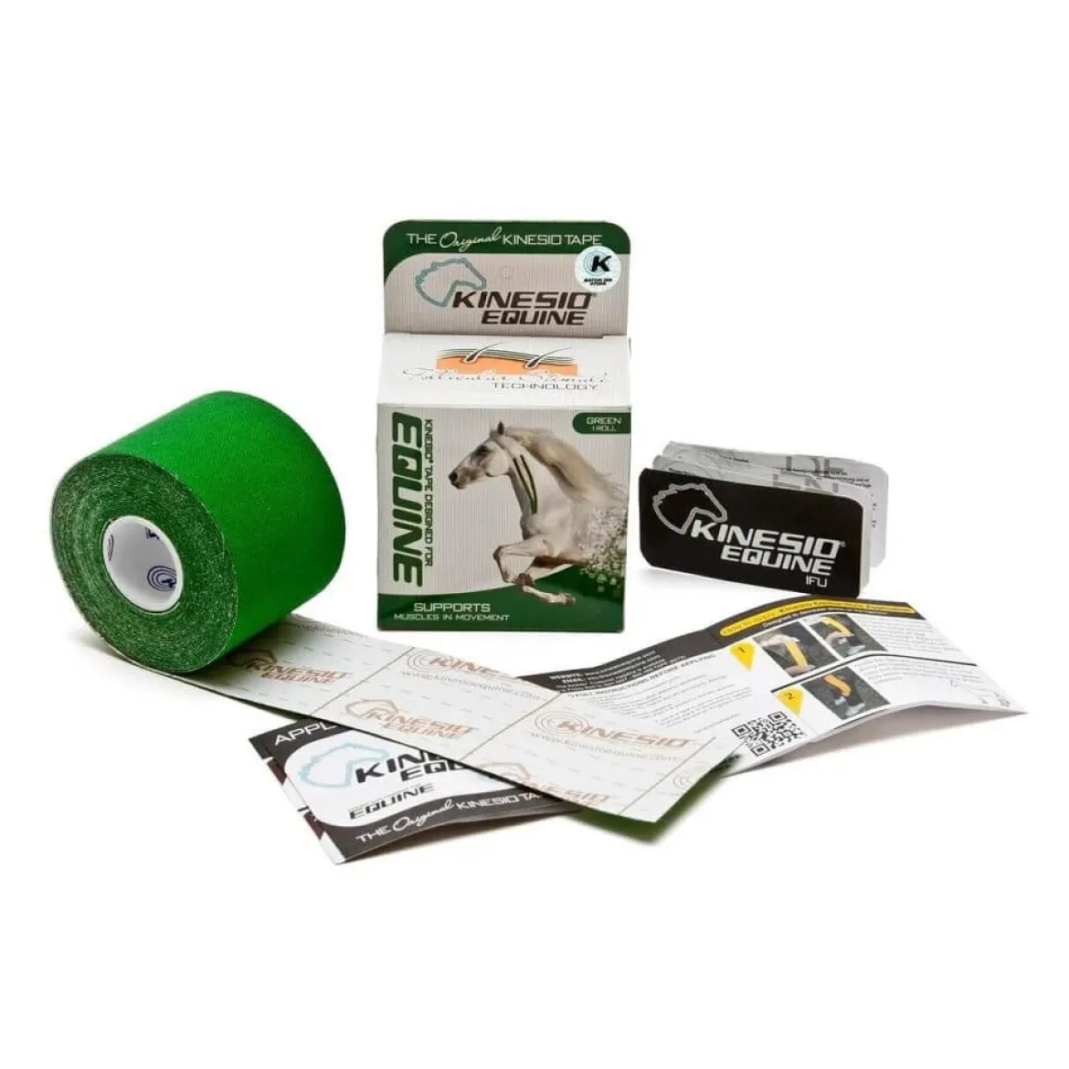 Equine Kinesio hipoalergiczna i wodoodporna taśma dla koni 5 cm x 5 m zielona