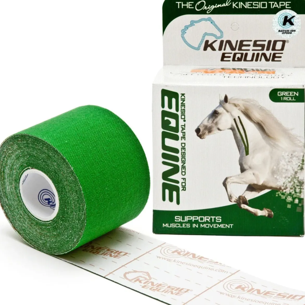 Equine Kinesio hipoalergiczna i wodoodporna taśma dla koni 5 cm x 5 m zielona