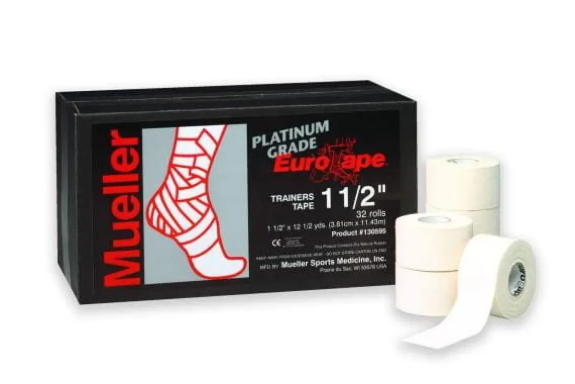 Euro Tape Mueller wodoodporna, odporna na rozciąganie taśma sztywna 2,5 cm x 10 m biała