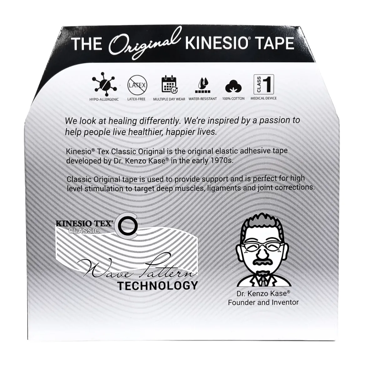 Kinesio Tex Classic hipoalergiczna do dużych partii mięśniowych 5cm x 31,5m czarna