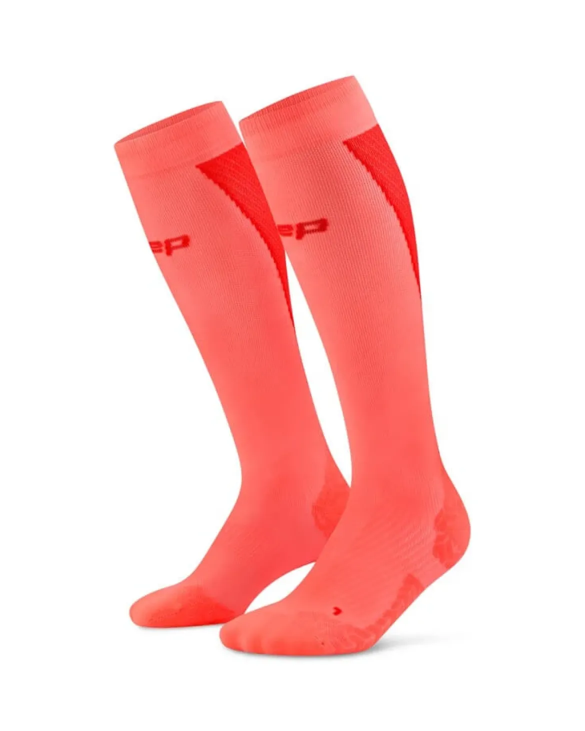 Męskie długie skarpety kompresyjne sportowe CEP Core Run Ultralight koralowy