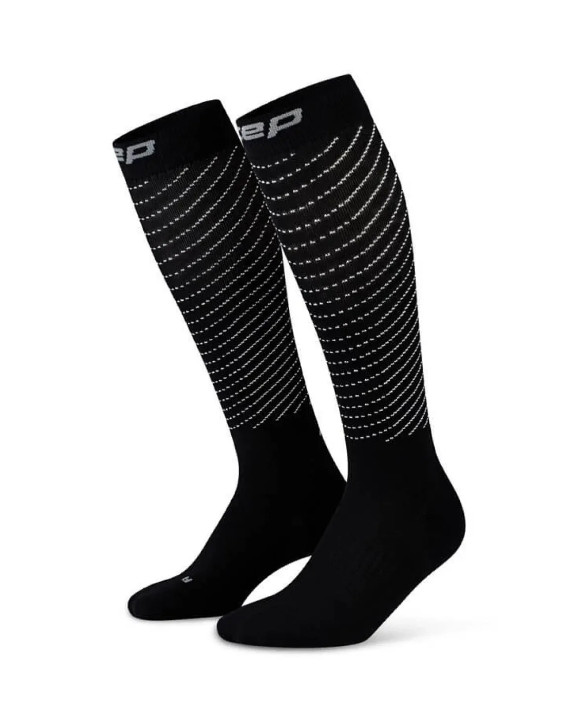 Męskie długie skarpety kompresyjne do biegania CEP Pro Run Reflective 3.0 czarne