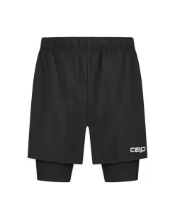 Męskie kompresyjne spodenki sportowe 2w1 CEP Core Run czarne