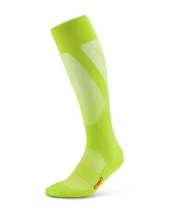 Męskie podkolanówki kompresyjne do biegania PRO Run Ultralight CEP limonkowe