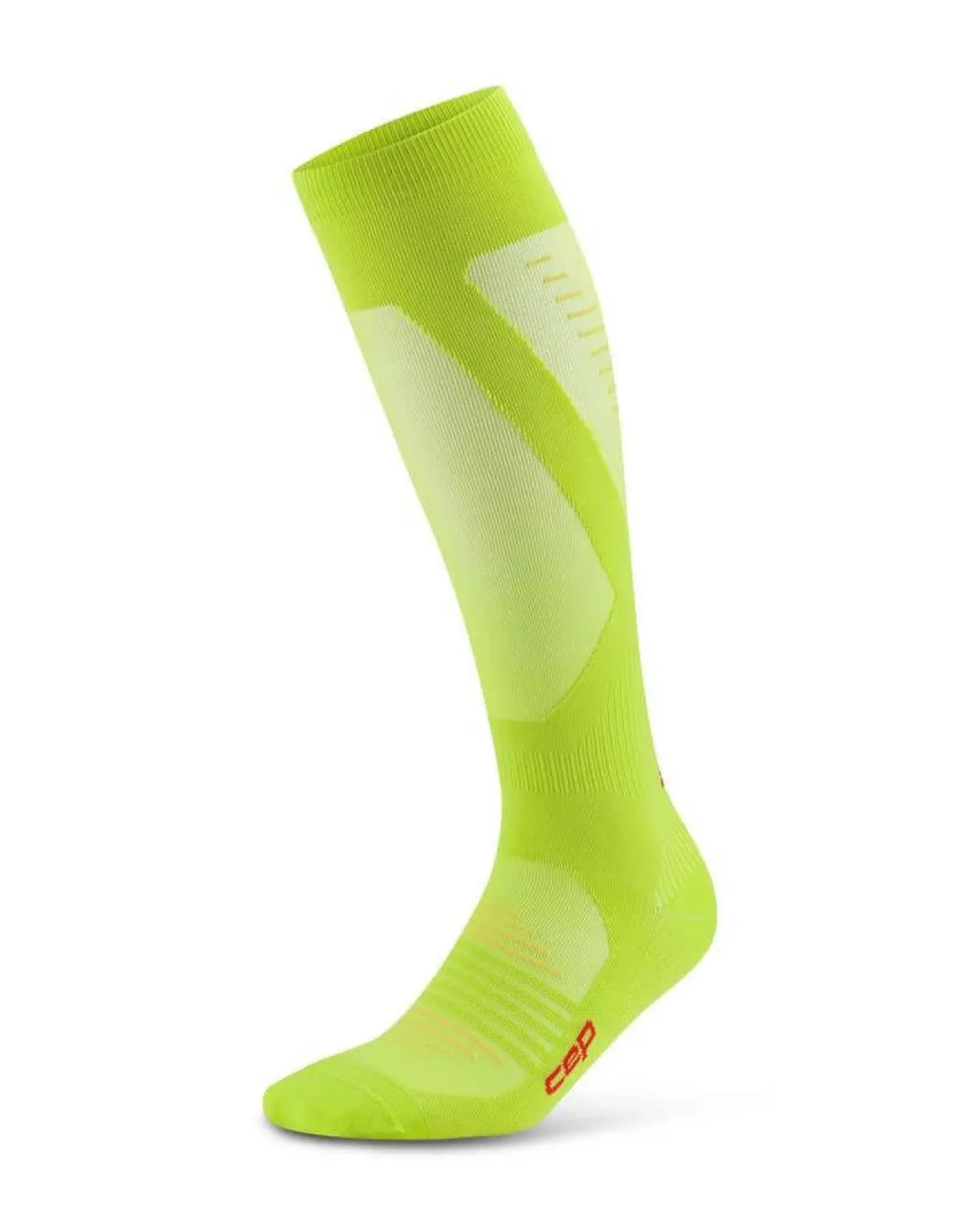 Męskie podkolanówki kompresyjne do biegania PRO Run Ultralight CEP limonkowe