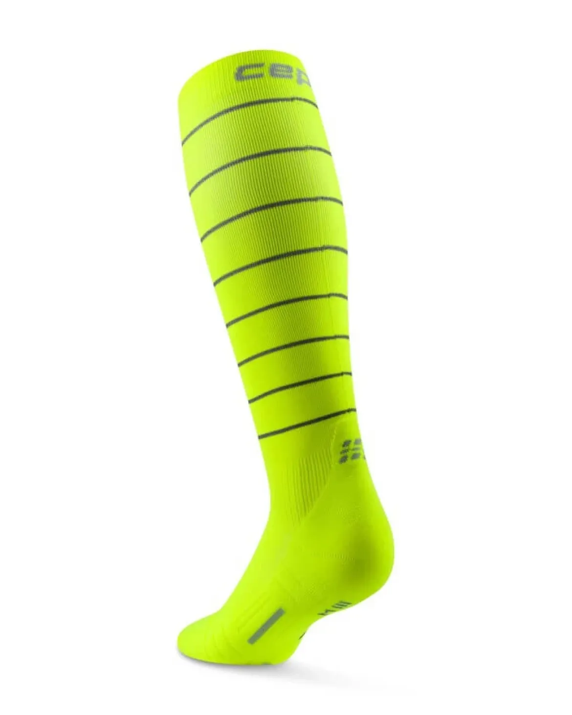 Męskie skarpety kompresyjne pod kolano do biegania PRO Run Reflective CEP neonowo żółte
