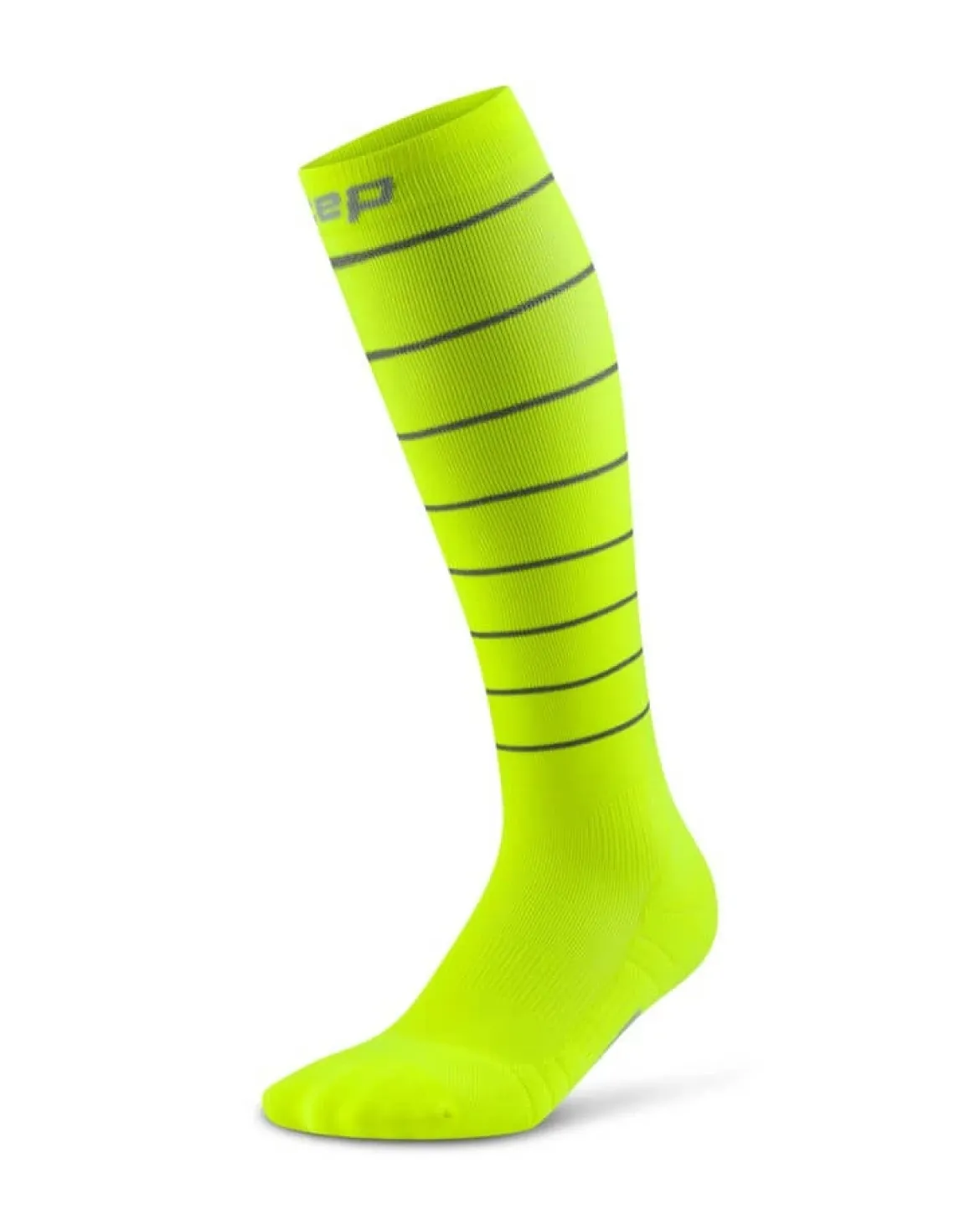 Męskie skarpety kompresyjne pod kolano do biegania PRO Run Reflective CEP neonowo żółte