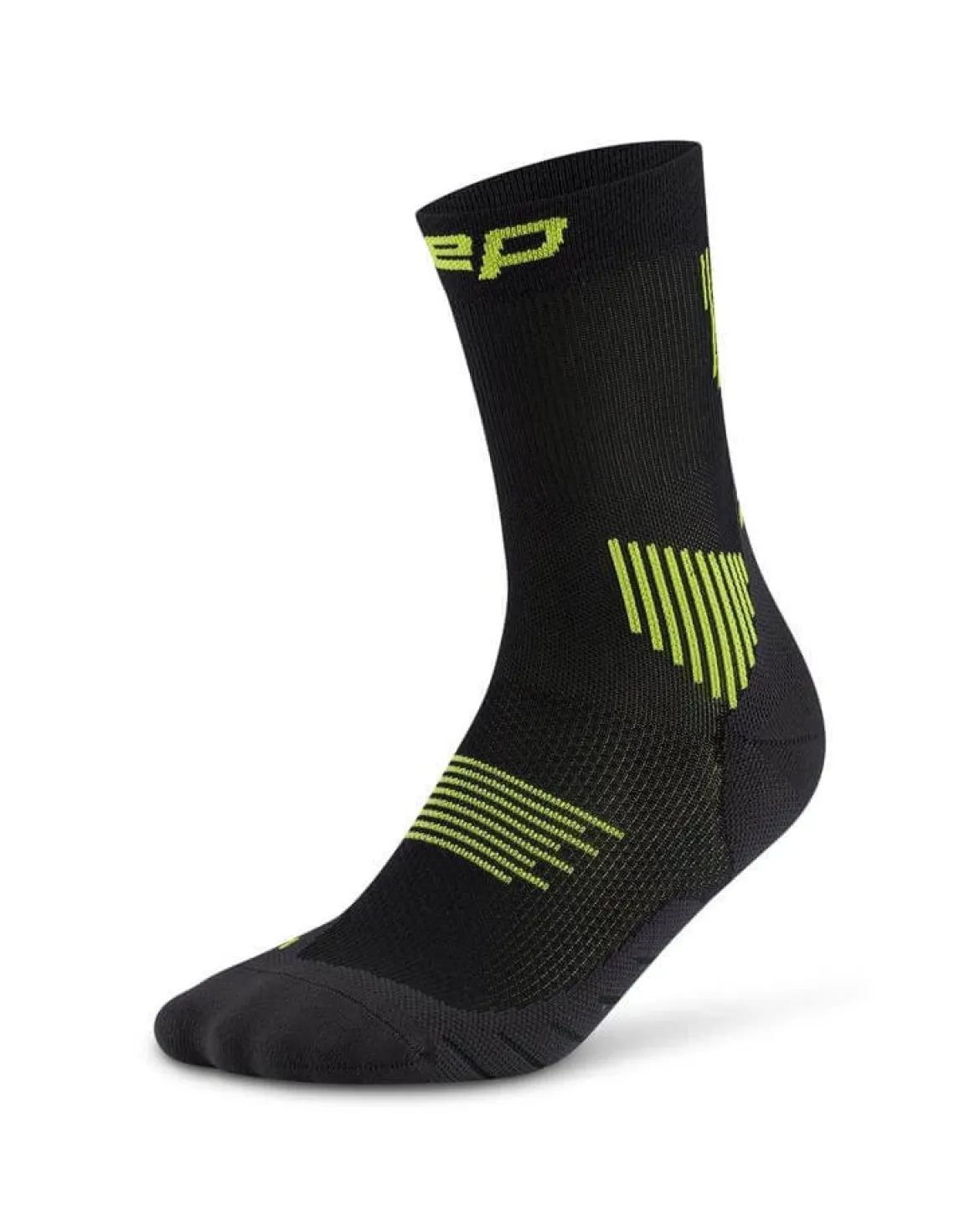 Męskie skarpety kompresyjne sportowe do połowy łydki CEP Core Run czarno - zielone