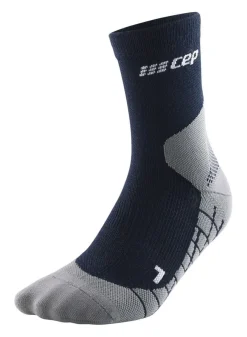 Męskie skarpety kompresyjne trekkingowe CEP z wełną Hiking Light Merino krótkie niebieskie