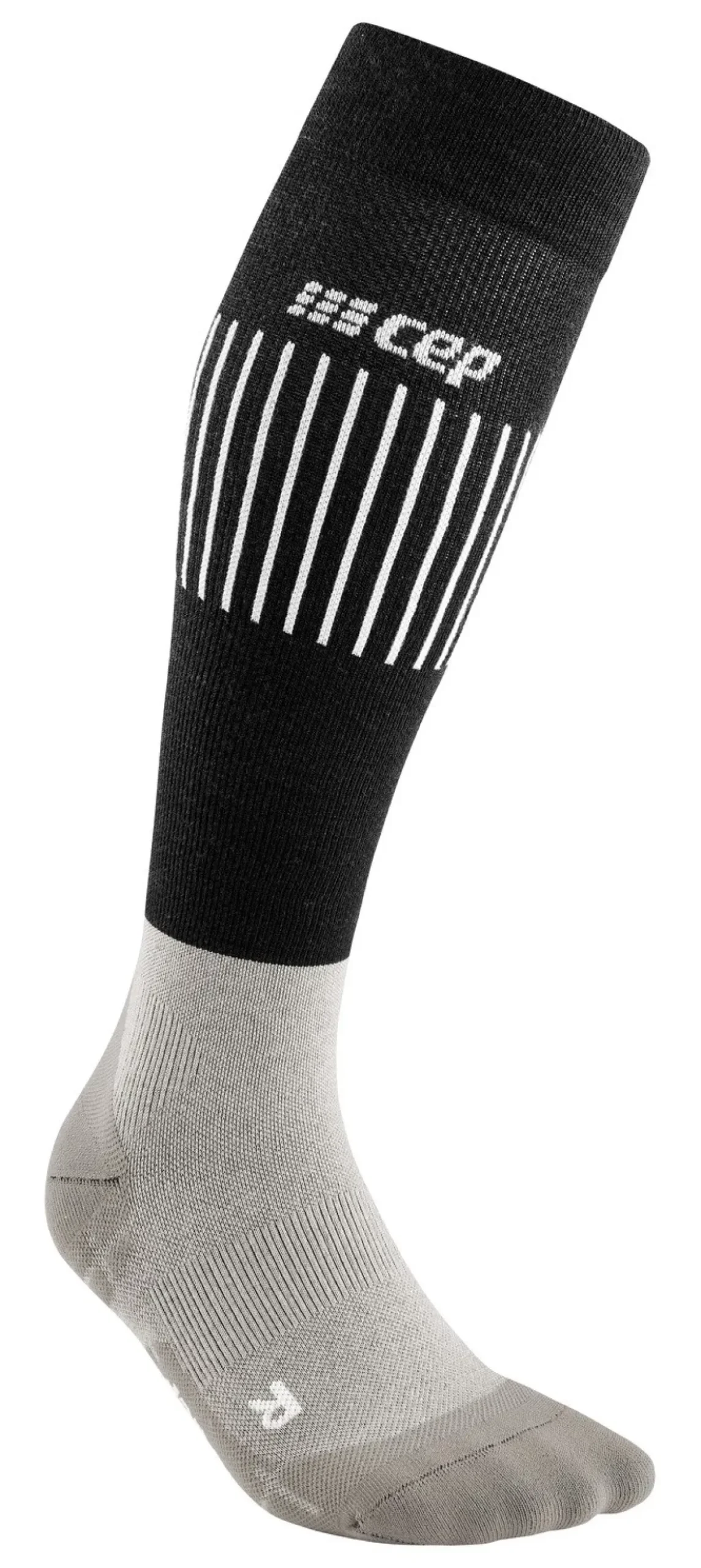 Męskie skarpety kompresyjne z wełną Merino Ultralight CEP wysokie szare