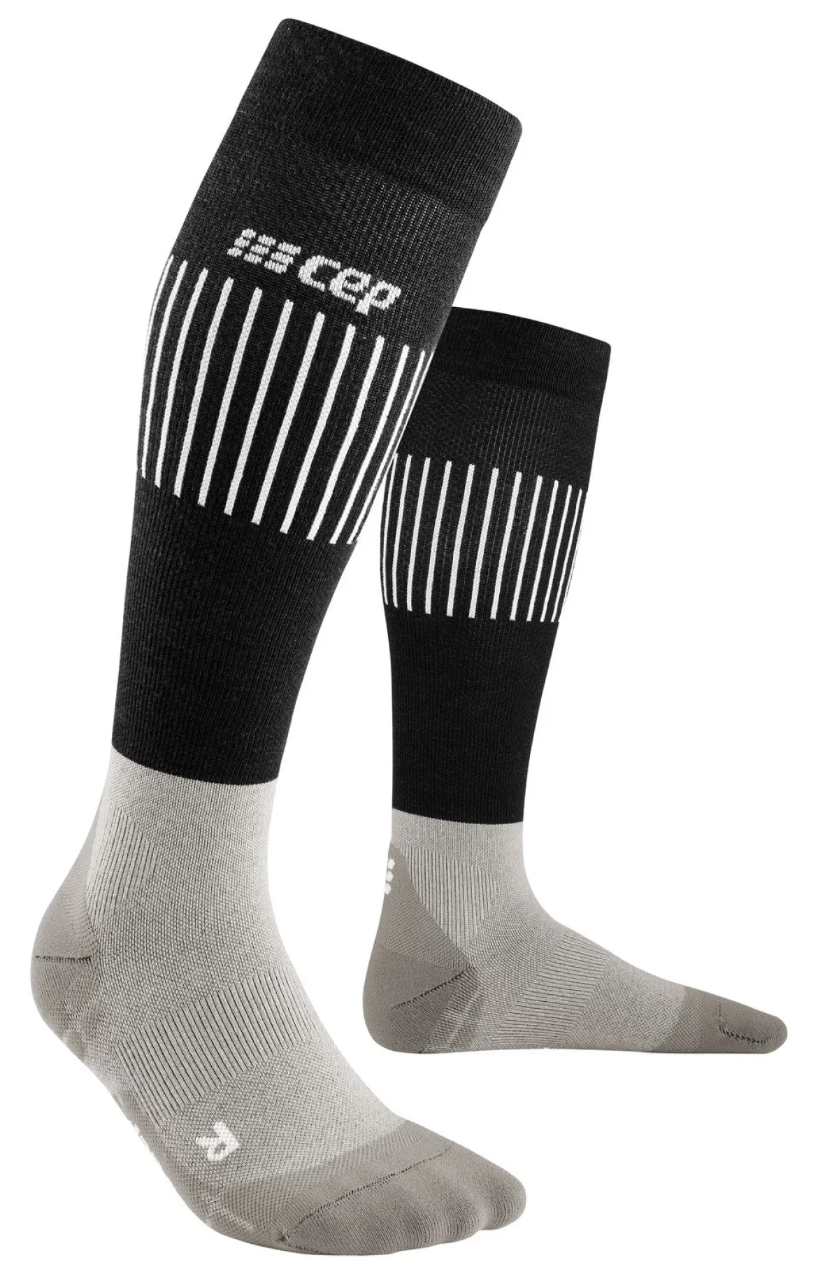 Męskie skarpety kompresyjne z wełną Merino Ultralight CEP wysokie szare