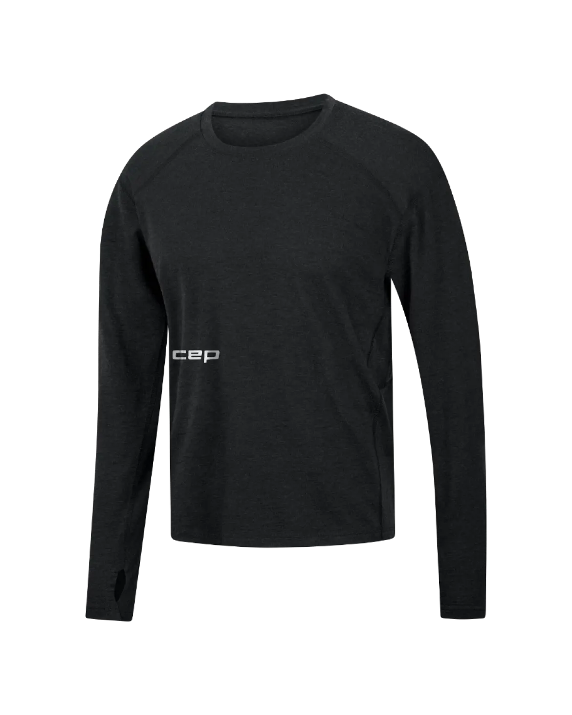 Męski longsleeve bluzka sportowa z wełny merino na zimę Core Run CEP czarna