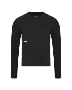 Męski longsleeve bluzka sportowa z wełny merino na zimę Core Run CEP czarna