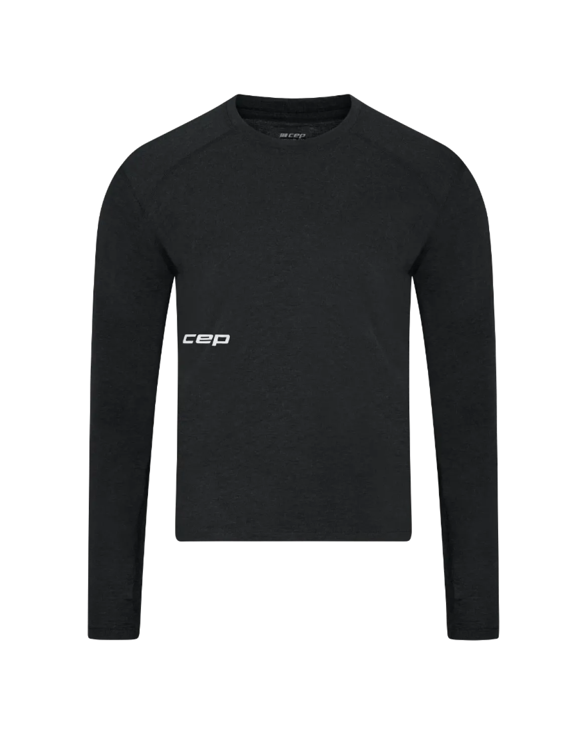 Męski longsleeve bluzka sportowa z wełny merino na zimę Core Run CEP czarna