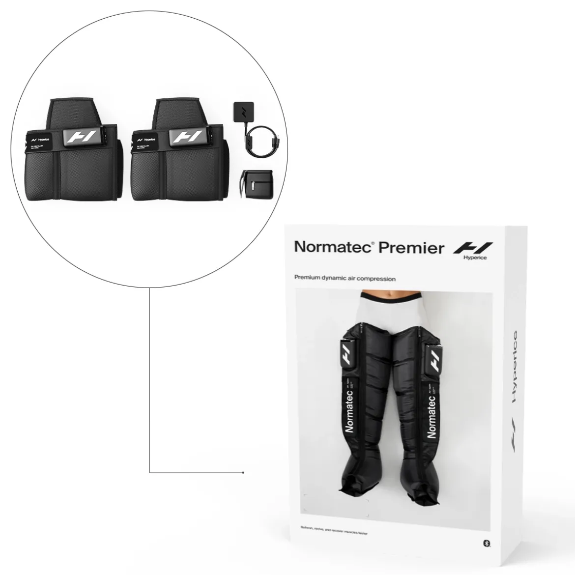Normatec Premier - bezprzewodowe urządzenie do regeneracji i masażu TALL