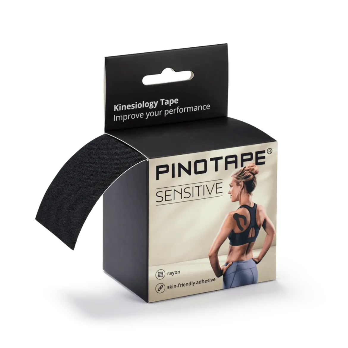 Pinotape Sport Sensitive 5cm x 5m dla wrażliwej skóry - czarny