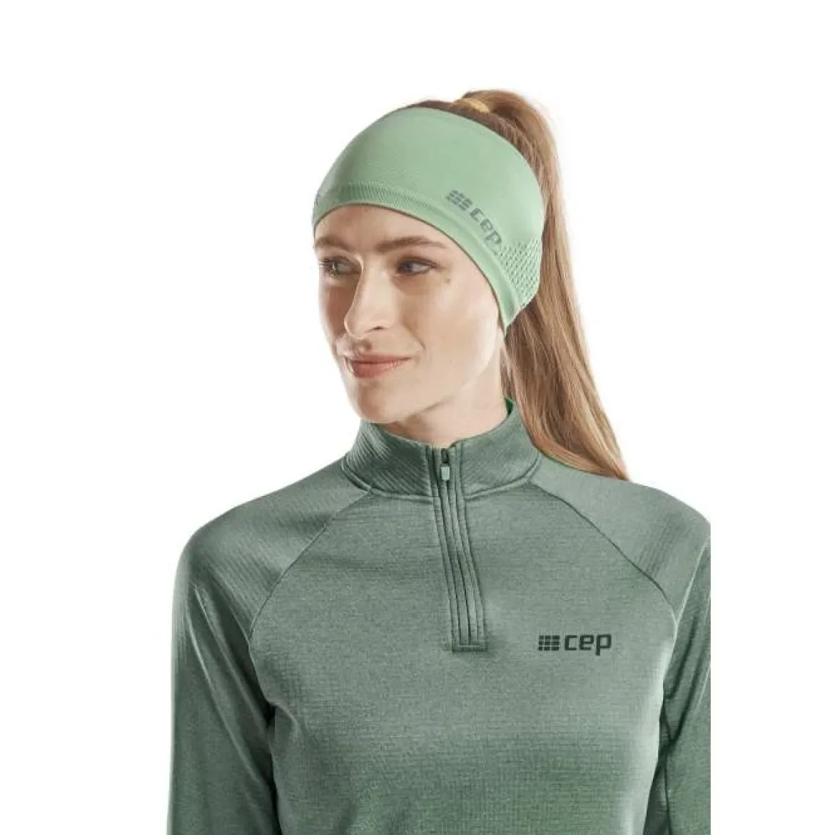 Sportowa zimowa opaska na głowę do biegania unisex miętowa