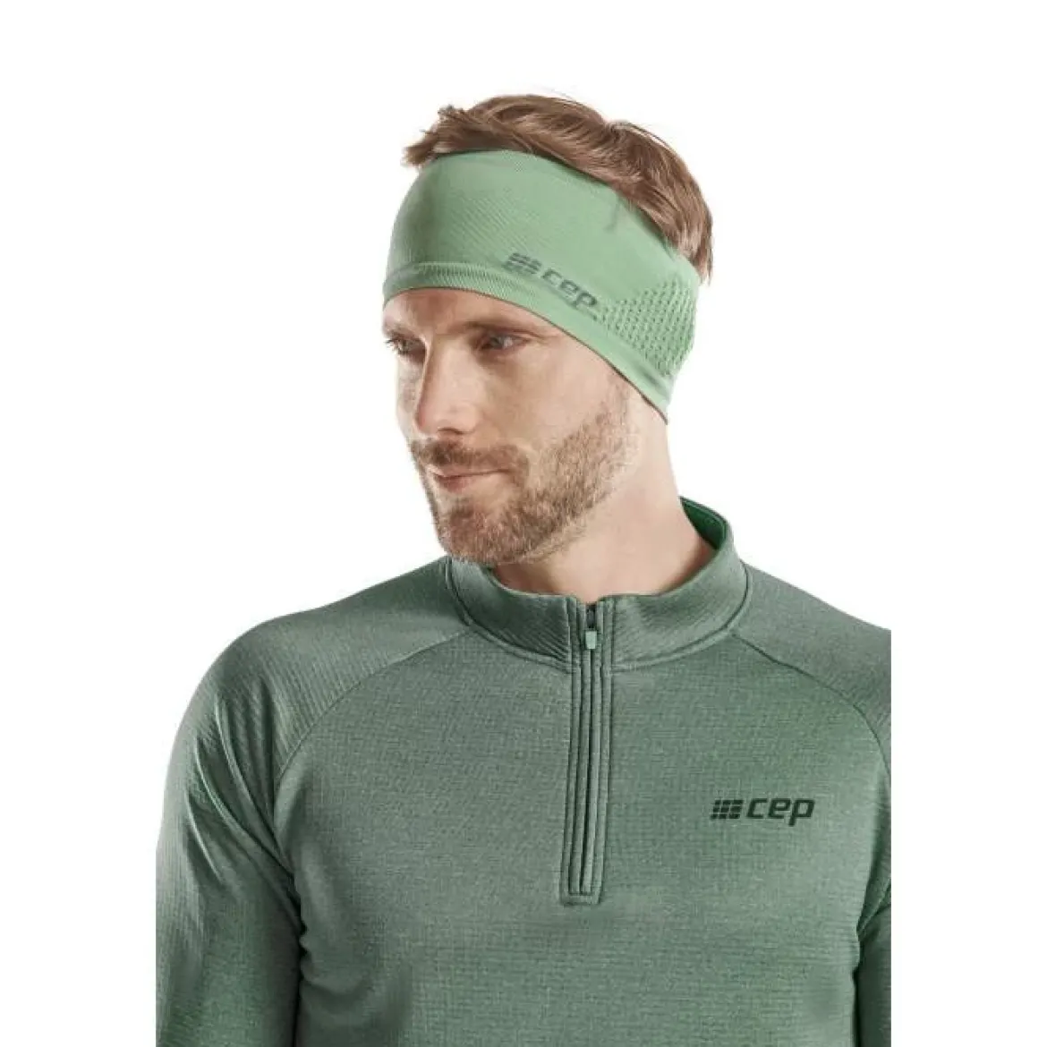 Sportowa zimowa opaska na głowę do biegania unisex miętowa