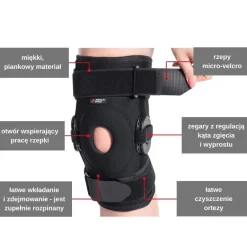Stabilizator na kolano zegarowy z regulacją kąta zgięcia MSupport
