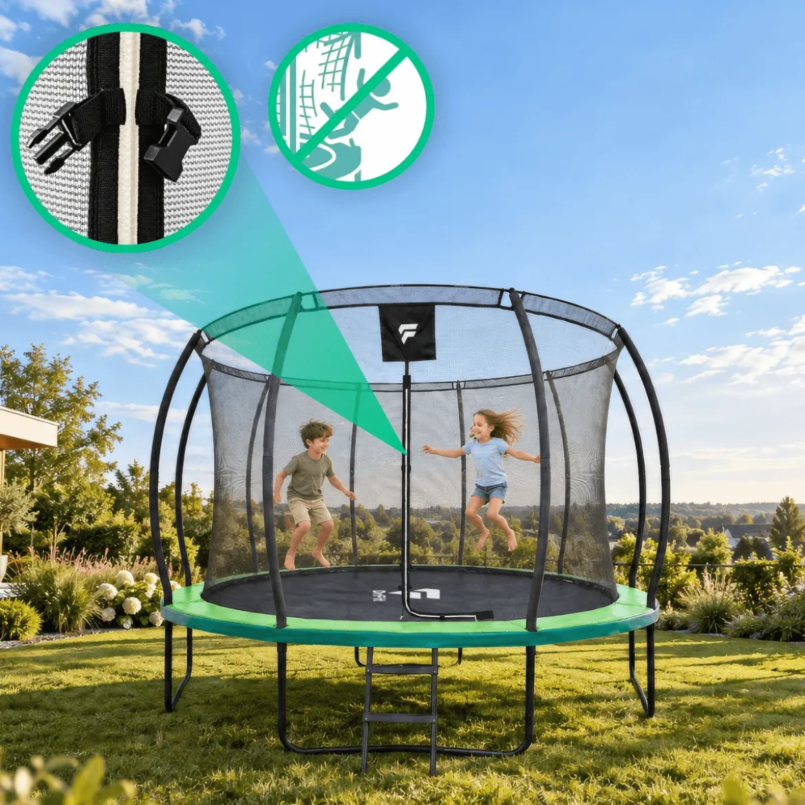 Trampolina ogrodowa dla dzieci 12 FT / 366 cm Kangaroo PRO DrFit z siatką i drabinką