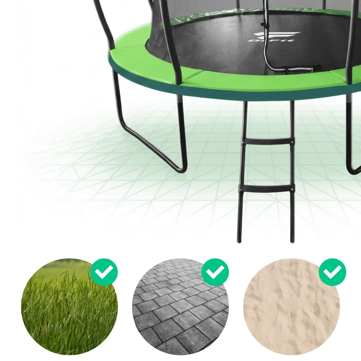 Trampolina ogrodowa dla dzieci 10 FT / 305 cm Kangaroo PRO DrFit z siatką i drabinką