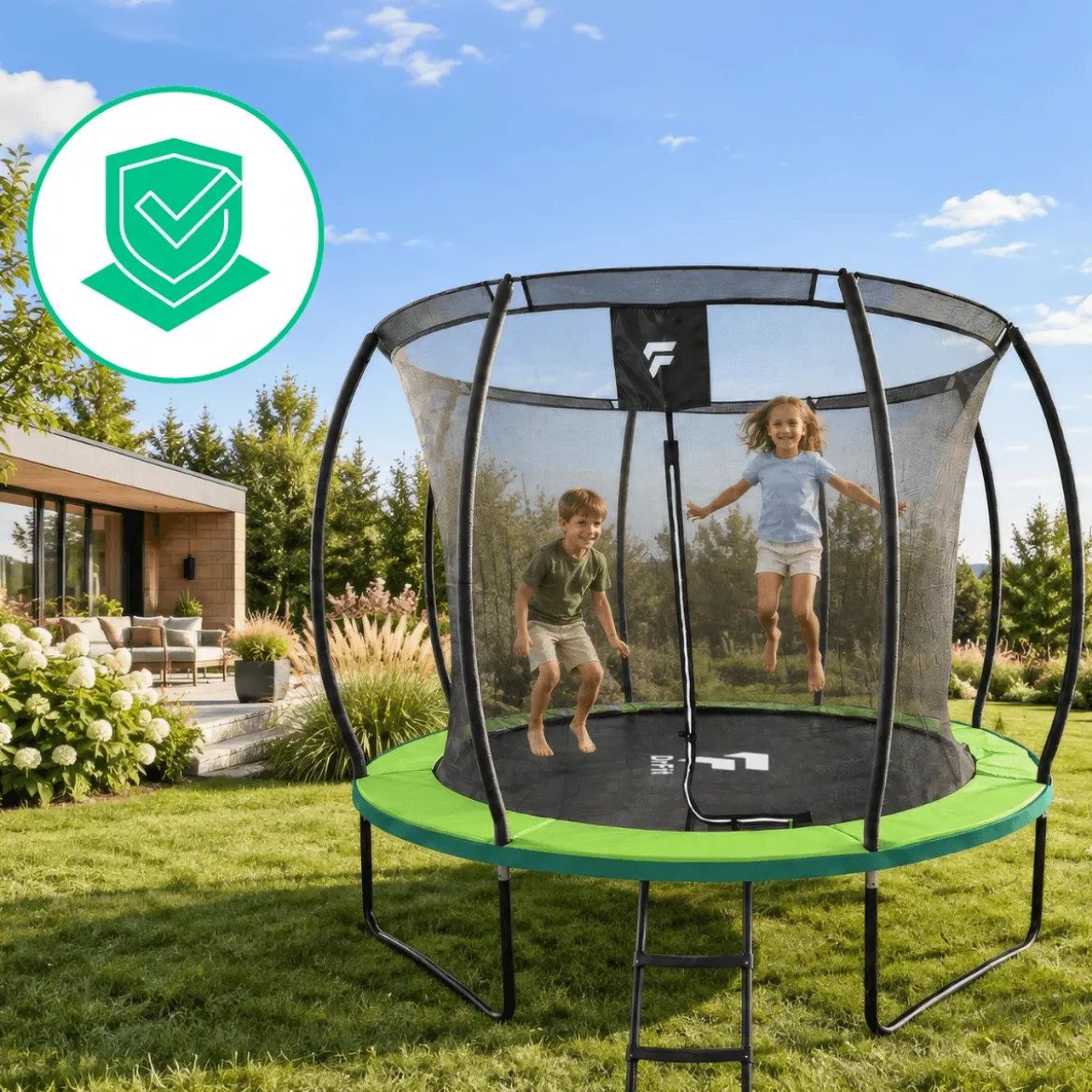 Trampolina ogrodowa dla dzieci 10 FT / 305 cm Kangaroo PRO DrFit z siatką i drabinką